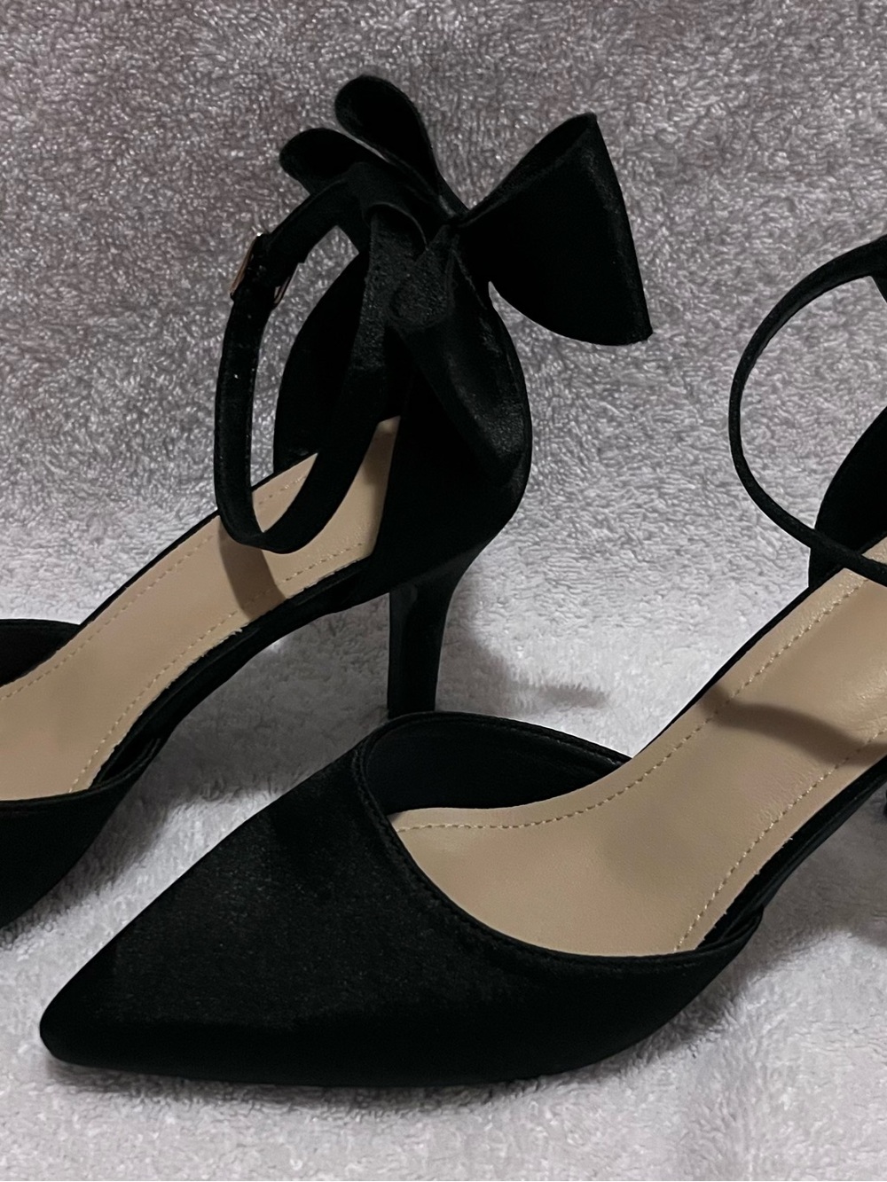Black Bow Pointed Toe Stiletto Heels - Women's Dress Shoes